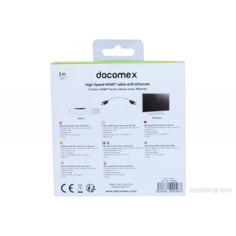 DACOMEX High Speed HDMI cable with Ethernet - 3 m