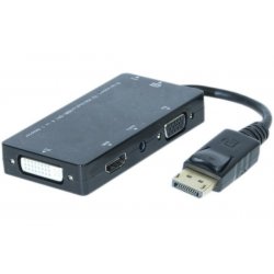Dacomex 199058 video cable adapter 0.23 m DisplayPort DVI-D + VGA (D-Sub) + HDMI Black