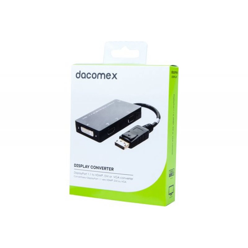 Dacomex 199058 câble vidéo et adaptateur 0,23 m DisplayPort DVI-D + VGA (D-Sub) + HDMI Noir