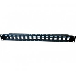 DEXLAN 1U patch panel with cable bar - 16 Ports for FTP Keystones