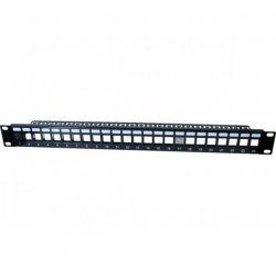 DEXLAN 1U patch panel with cable bar - 24 Ports for FTP keystones