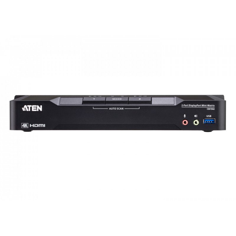 ATEN 2-Port 4K DisplayPort Dual Display Mini-Matrix Boundless KVM Switch
