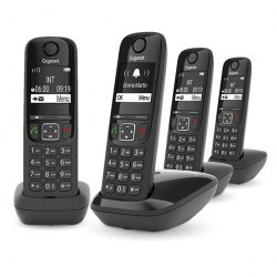 Gigaset AS690A Quattro Analog/DECT telephone Black