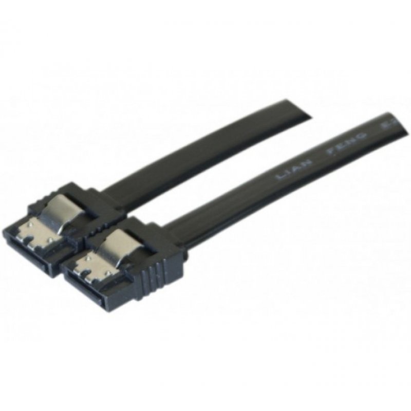 6 Gbps Slim SATA cable with metal latch Black- 20 cm