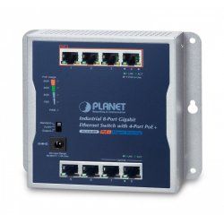 PLANET P30 Industrial 8-Port Non-géré Connexion Ethernet, supportant l'alimentation via ce port (PoE) Bleu, Gris
