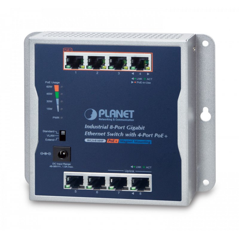 Industrial 8-Port Wall-mounted Gigabit switch W/4 PoE+