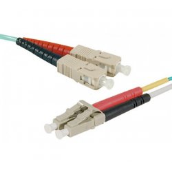 SC-UPC/LC-UPC duplex HD multi OM3 50/125 Fiber patch cable aqua blue - 15 m