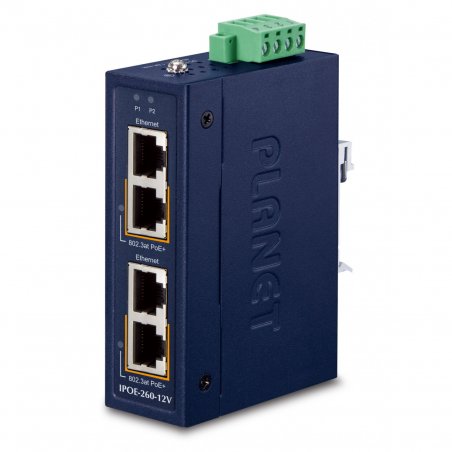 PLANET Industrial 2-port 10/100/1000T Gigabit Ethernet (10/100/1000) Power over Ethernet (PoE) Blue