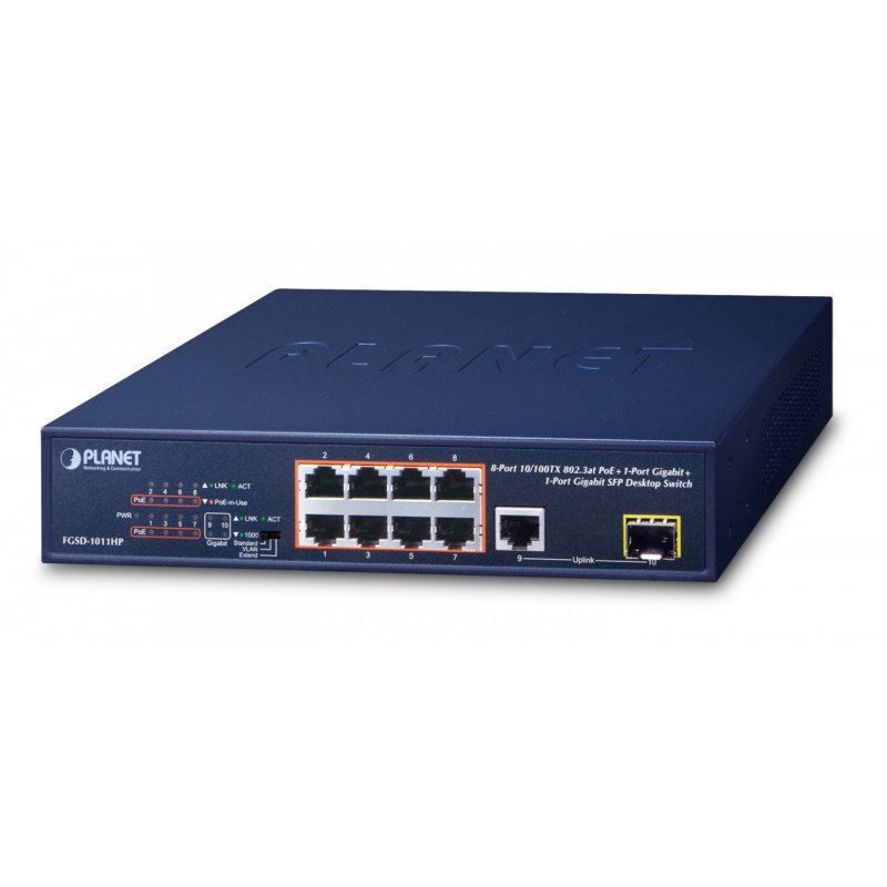 Switch 8p PoE+ & 1 Gigabit & 1 SFP 100/1G