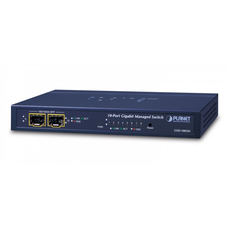 PLANET GSD-1002M network switch Managed L2/L4 Gigabit Ethernet (10/100/1000) Power over Ethernet (PoE) Blue