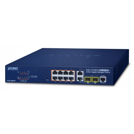 PLANET FGSD-1008HPS commutateur réseau Géré Fast Ethernet (10/100) Connexion Ethernet, supportant l'alimentation via 