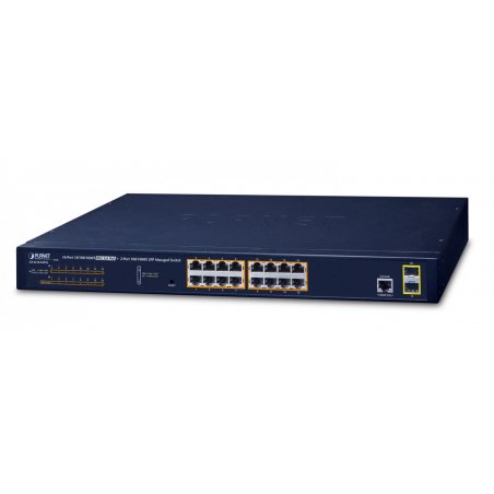 PLANET GS-4210-16P2S network switch Managed L2/L4 Gigabit Ethernet (10/100/1000) Power over Ethernet (PoE) 1U Blue