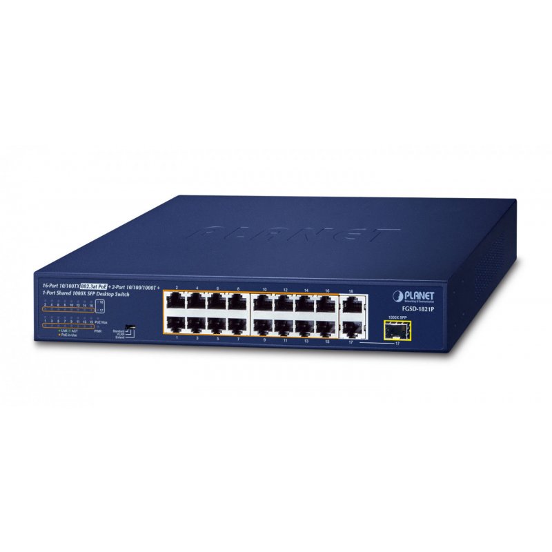PLANET FNSW 1600P PoE Switch with 16 x 10/100 Ports 125W