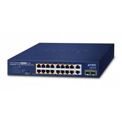 PLANET 16-Port 10/100/1000T 802.3at Unmanaged Gigabit Ethernet (10/100/1000) Power over Ethernet (PoE) Blue