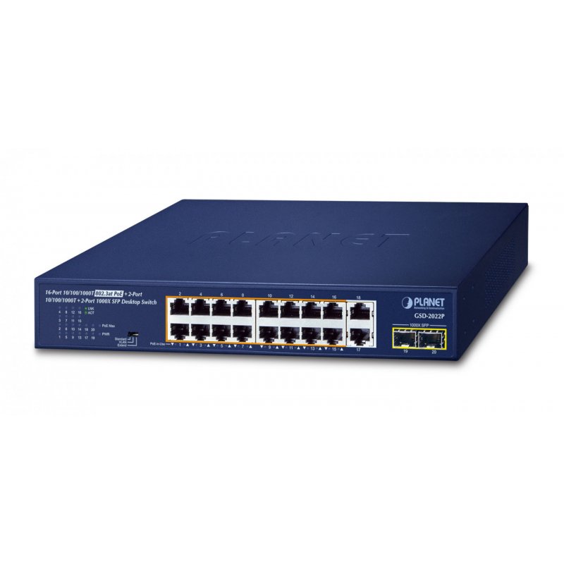 PLANET GSD-2022P Switch 18P Giga W/16 PoE++ 95W & 2 SFP