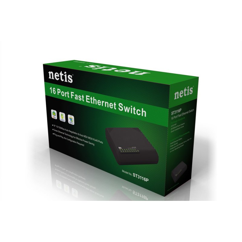 Netis System ST3116P commutateur réseau Non-géré Fast Ethernet (10/100) Noir