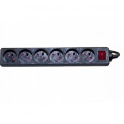 Power Strip 6 Outlets with Switch Black-4m