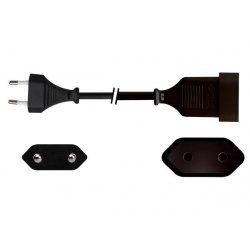 Power extension cord with 2-pole plug Black- 1.80 m