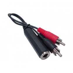 Audio jack adapter 6.35 F to 2 RCA M- 10 cm