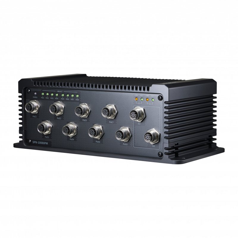 Hanwha SPN-10080PM commutateur réseau Aucun Connexion Ethernet, supportant l'alimentation via ce port (PoE) Noir
