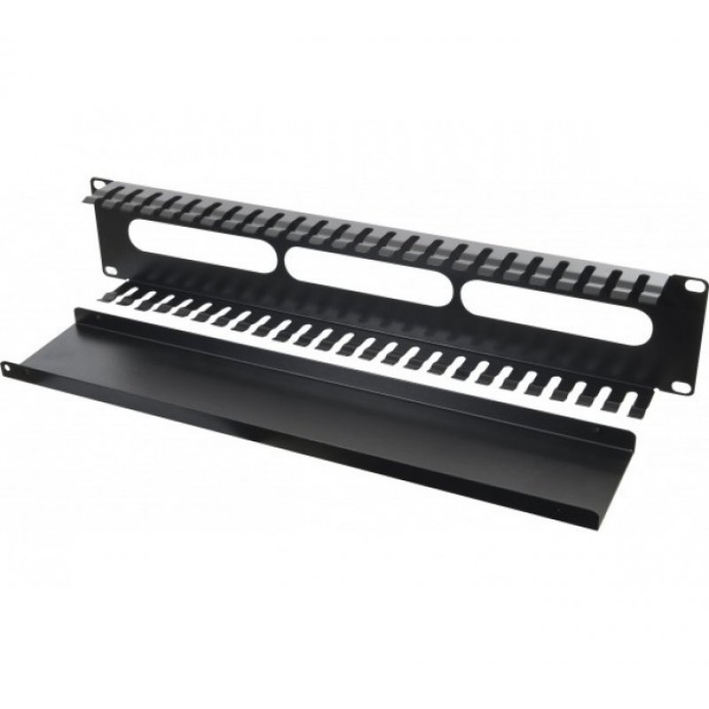 2U cable manager with metal cover