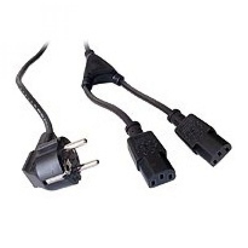 Dexlan 808410 power cable Black 1.8 m Power plug type F 2 x C13 coupler