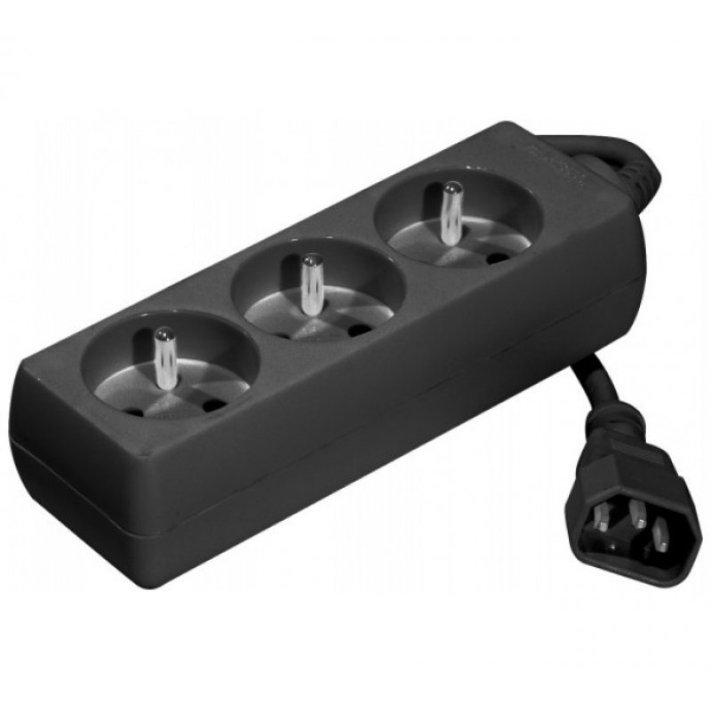 Power Strip  for UPS with 3 outlets and IEC C14 cord Black