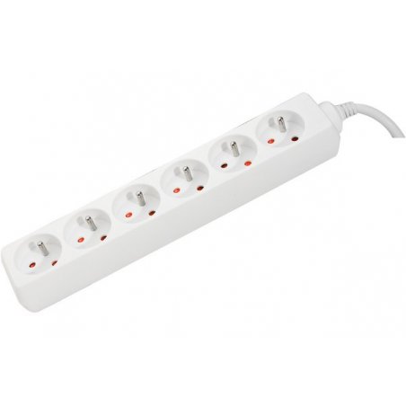 Power Strip 6 x Outilets without Switch White- 4m