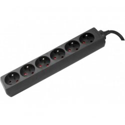Power Strip 6 Outlets without Switch Black- 4 m