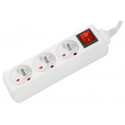 POWER STRIP- 3 Outlets + Switch 1,50 meter cable White