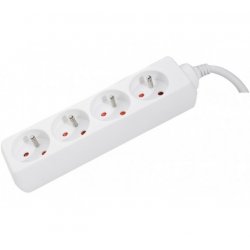 POWER STRIP- 4 Outlets without Switch 4 meter cable White