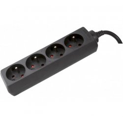 POWER STRIP- 4 Outlets without Switch 4  meter cable Black