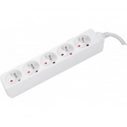 POWER STRIP- 5 Outlets without Switch 4 meter cable White