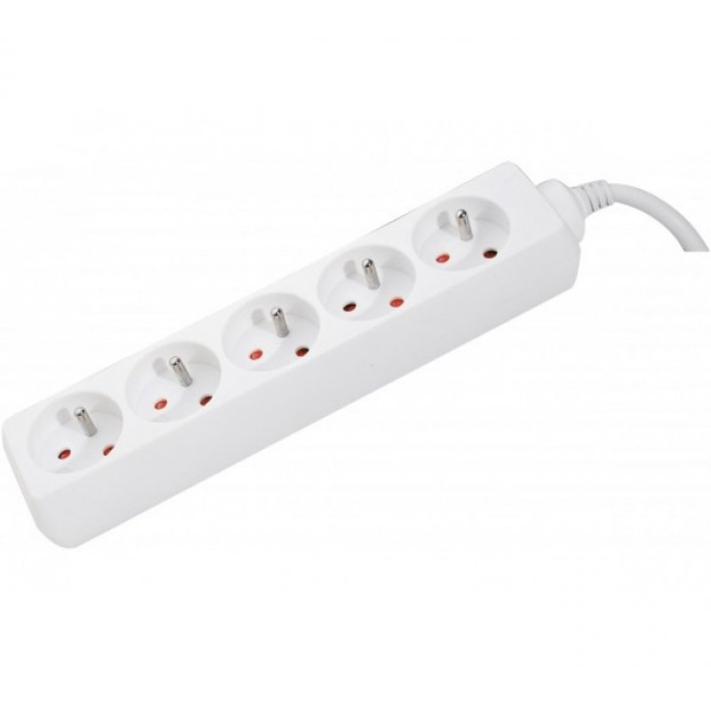 POWER STRIP- 5 Outlets without Switch 4 meter cable White