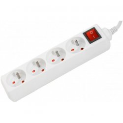 POWER STRIP- 4 Outlets+ 1 Switch 1,50 m cable White