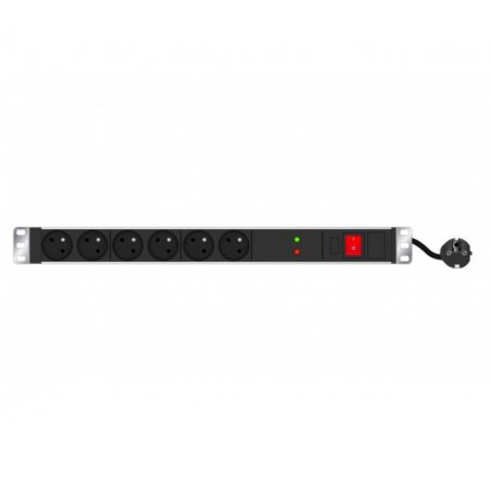 1U standard French PDU for 19" cabinet/SW/ SP/ 6 outlets