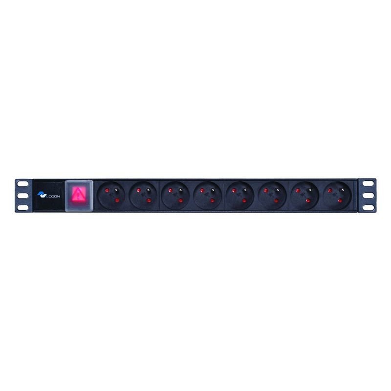 1U standard French PDU for 19" cabinet+SW/ 8 outlets