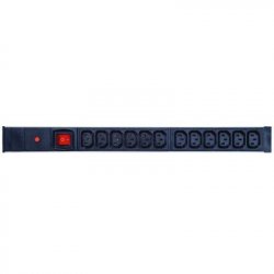 12 WAYS 19" 1U IEC C13 PDU W/SWITCH W/OVERLOAD PROTECTION