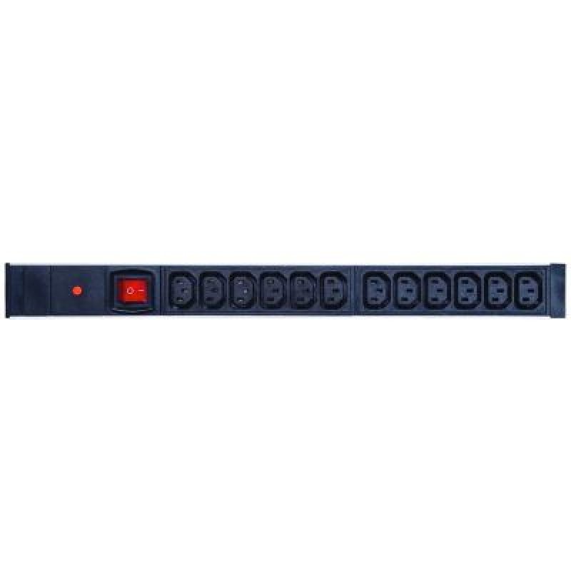 12 WAYS 19" 1U IEC C13 PDU W/SWITCH W/OVERLOAD PROTECTION