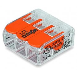 Wago 221-413 terminal block 1P Orange, Transparent