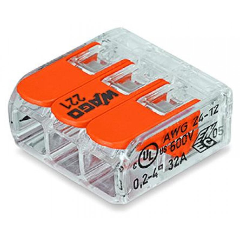 Wago 221-413 terminal block 1P Orange, Transparent