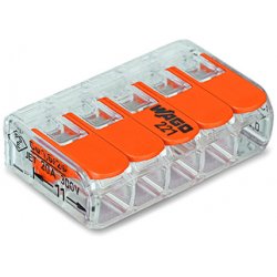 Wago 221-415 bornier 1P Orange, Transparent