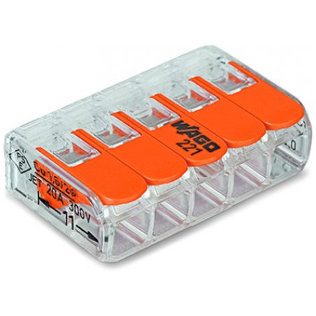 Wago 221-415 terminal block 1P Orange, Transparent