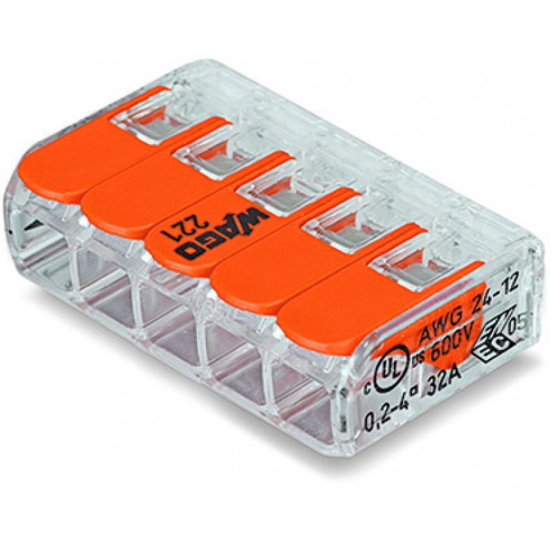 Wago 221-415 terminal block 1P Orange, Transparent