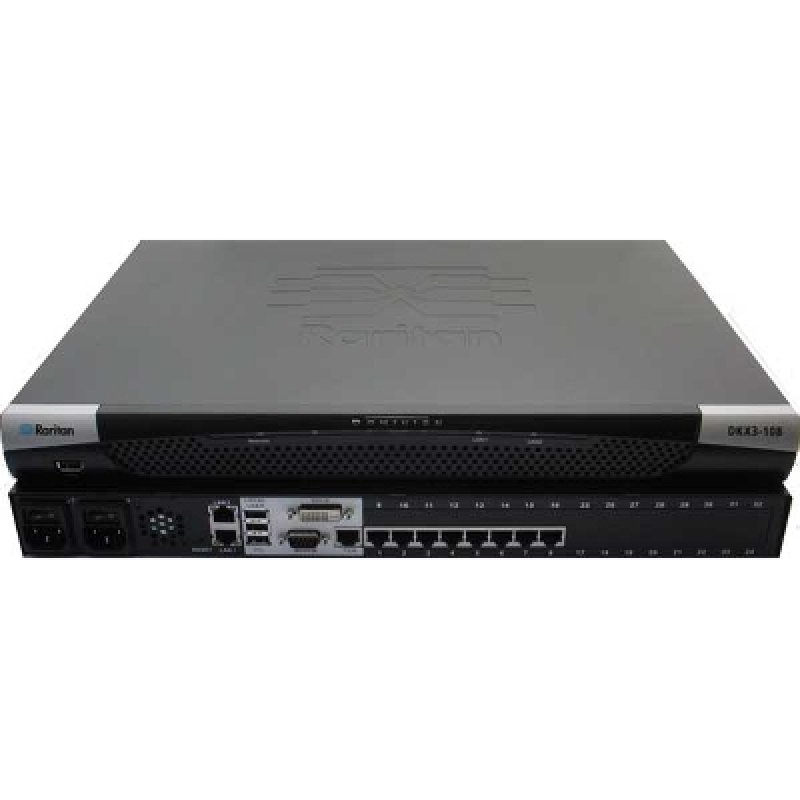 8-port KVM-over-IP switch, 1 remote user, 1 local user, virtual media, dual powe