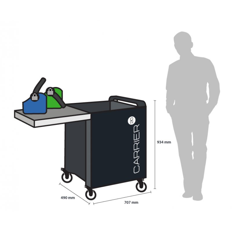 LocknCharge Carrier 20 Classe mobile de charge et de gestion Noir, Bleu, Vert, Métallique