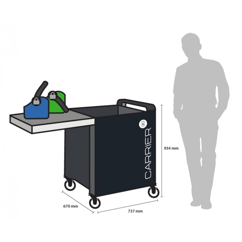 LocknCharge Carrier 30 Classe mobile de charge et de gestion Noir, Bleu, Vert, Métallique