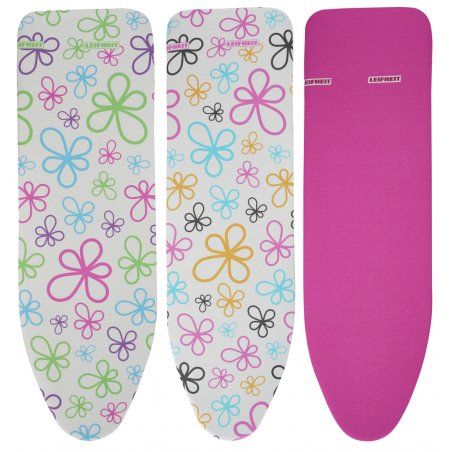 Leifheit Cotton Classic M Couche supérieure de housse de planche à repasser Coton Rose, Blanc