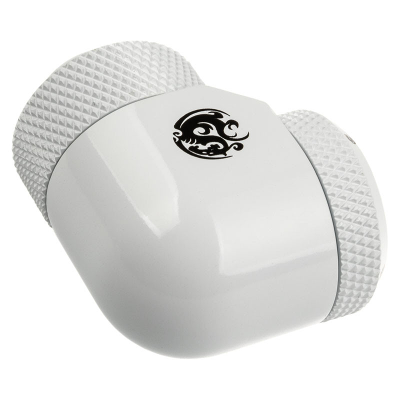 Bitspower Adapter 90 Grad G1/4 Zoll AG auf 14mm AD Hardtube - drehbar, weiß