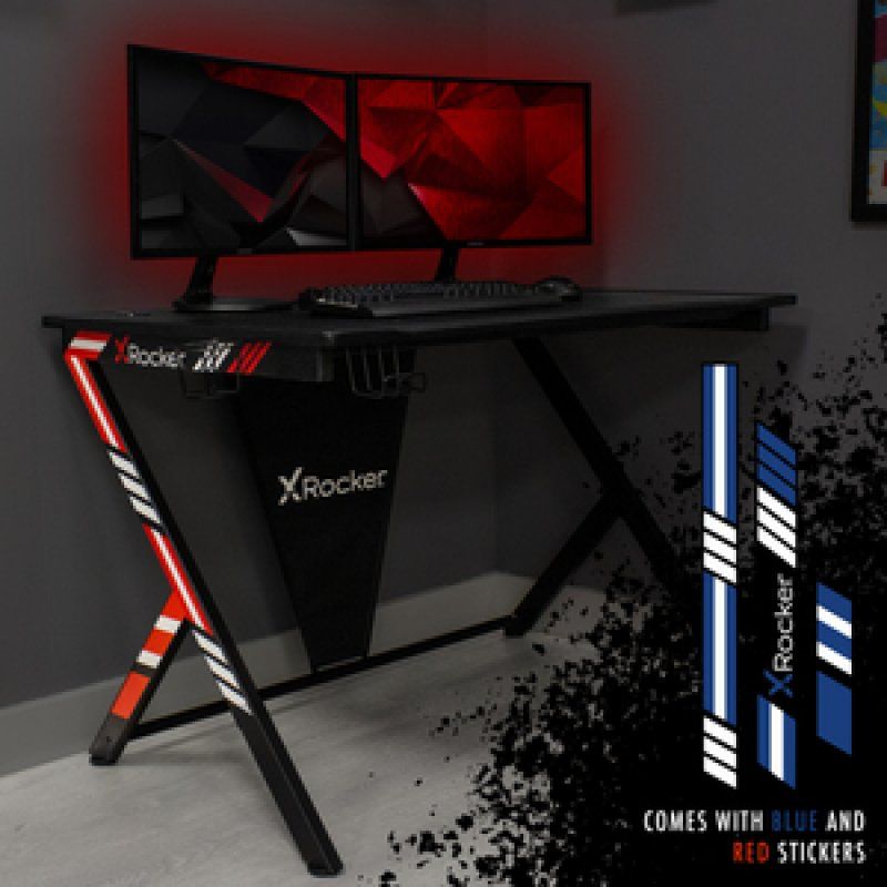 X Rocker Home / Ocelot Gaming Desk with Blue/Red Stickers